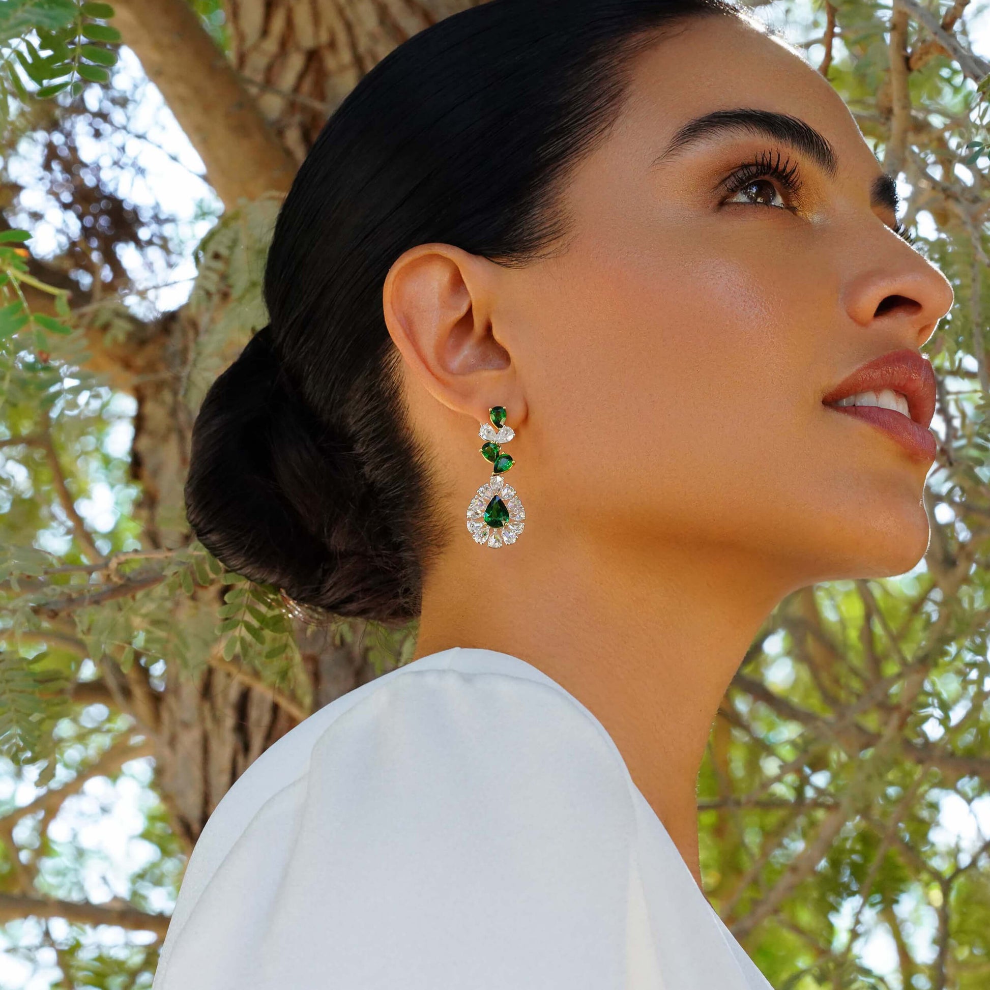 Tsavorite and Emerald Earrings