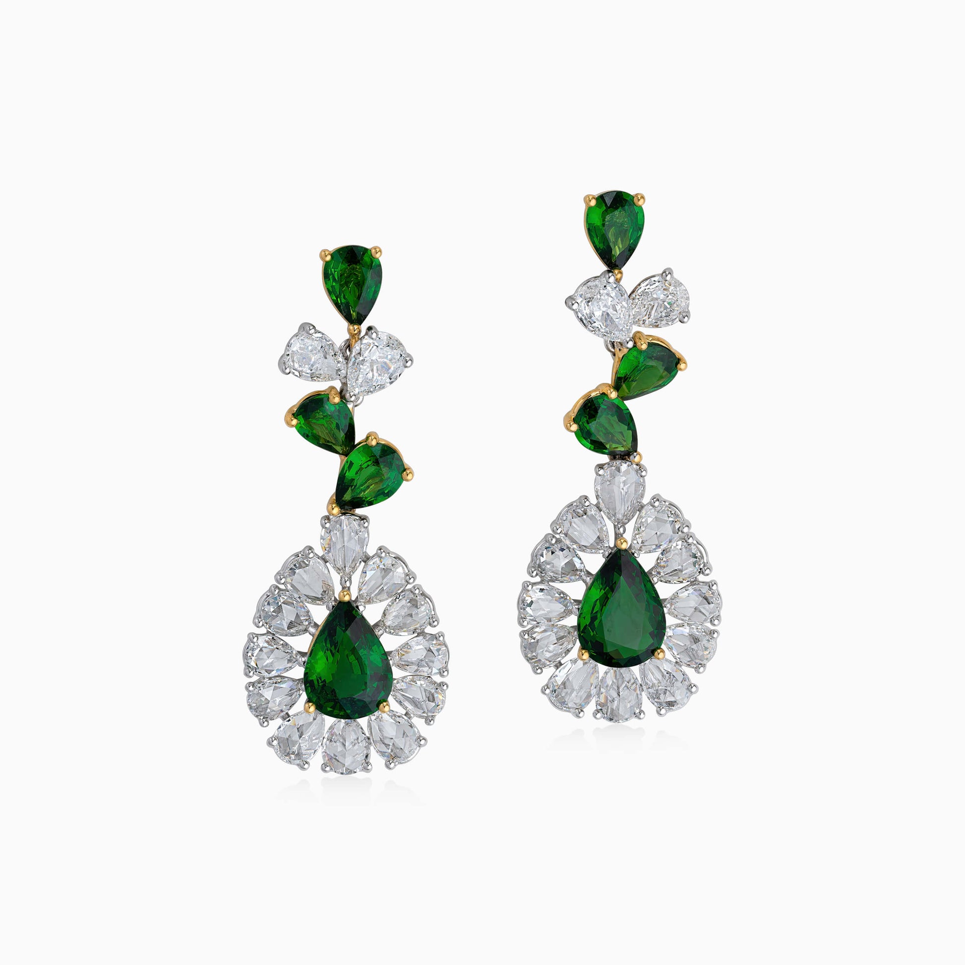 Tsavorite and Emerald Earrings