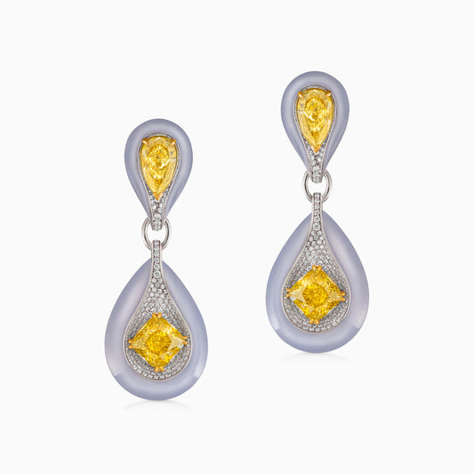 Fancy Vivid Yellow Diamond Earrings