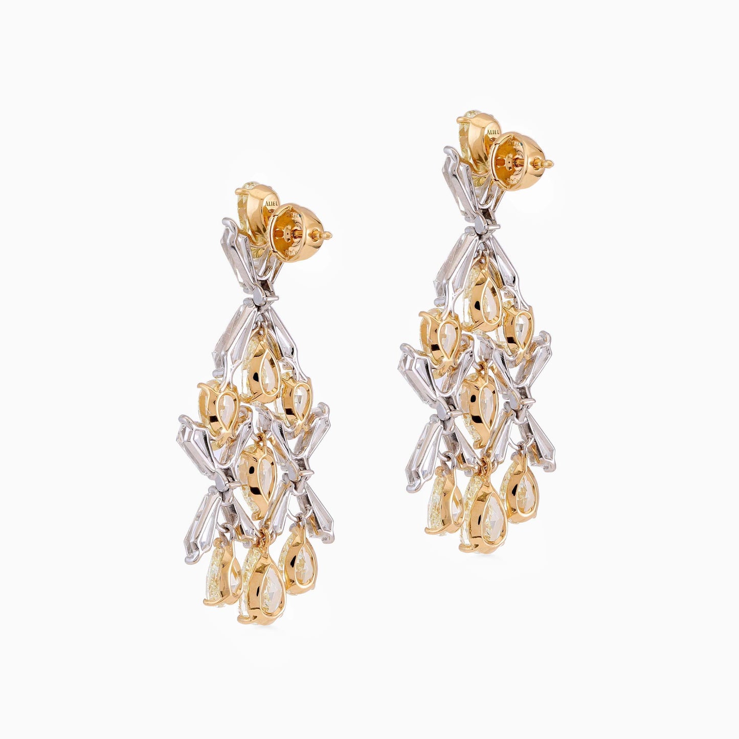 Yellow and White Diamond Earrings