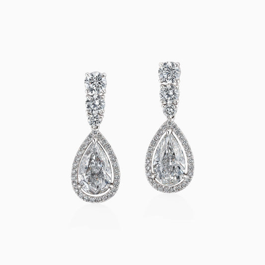 Pear shaped White Diamond Earrings