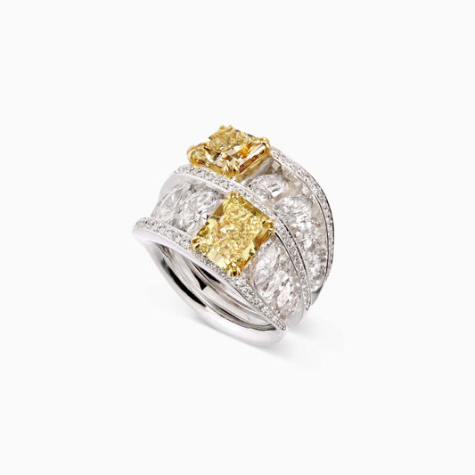 Yellow and White diamond Ring