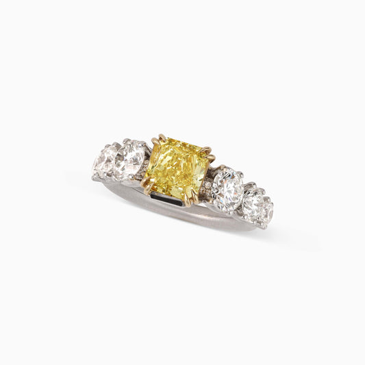 Yellow and White Diamond Ring