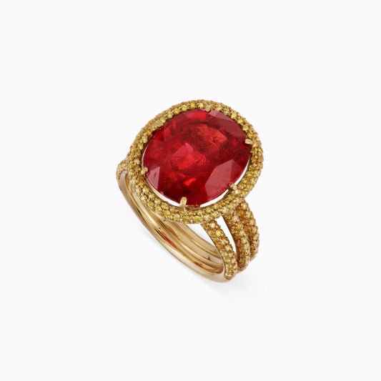 Spinel And Fancy Yellow Diamond Ring