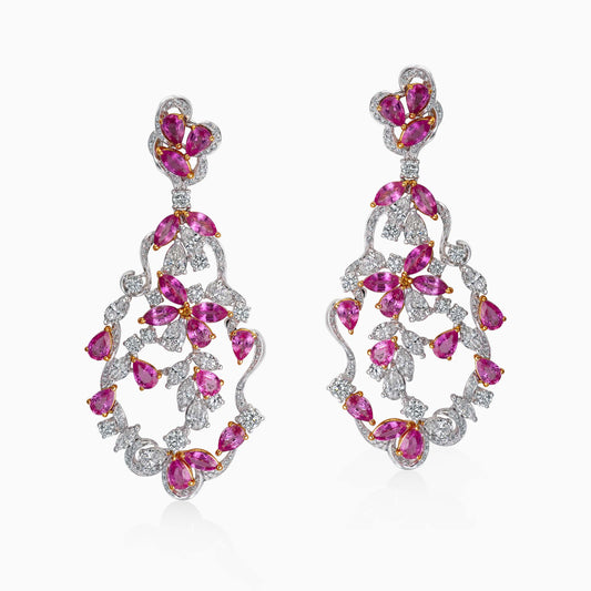 Pink Sapphire and Diamond Earrings