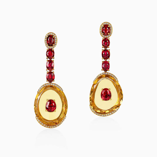 Citrine and Spinel Earrings